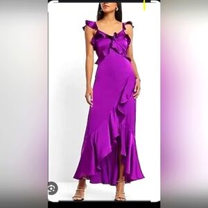 ExpressElegant Purple Ruffle Hi Lo Dress